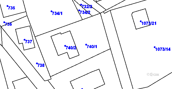 Parcela st. 740/1 v KÚ Hrachovec, Katastrální mapa