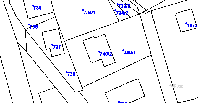 Parcela st. 740/2 v KÚ Hrachovec, Katastrální mapa