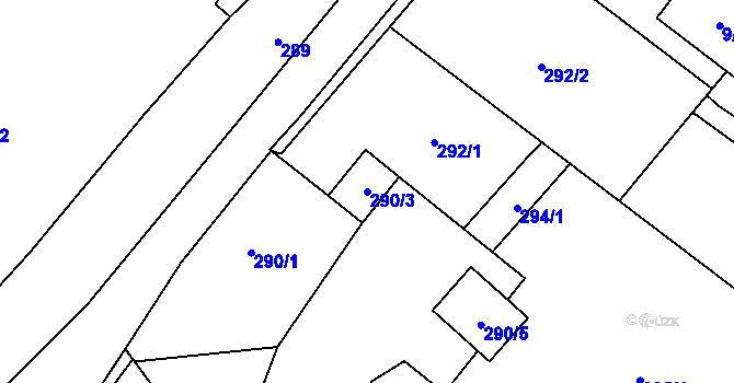 Parcela st. 290/3 v KÚ Hrachovec, Katastrální mapa