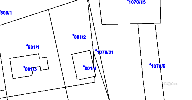 Parcela st. 1070/21 v KÚ Hrachovec, Katastrální mapa