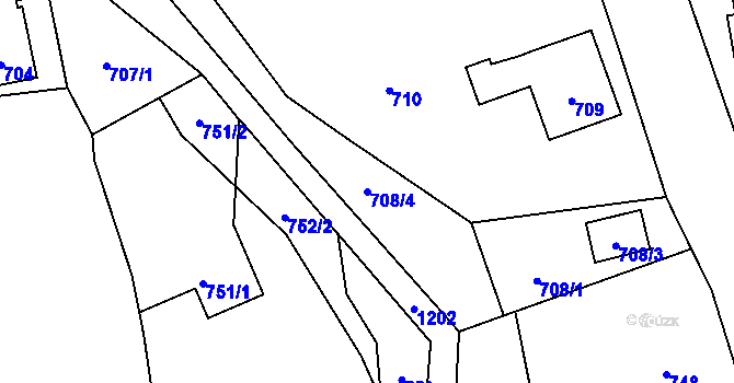 Parcela st. 708/4 v KÚ Hrachovec, Katastrální mapa