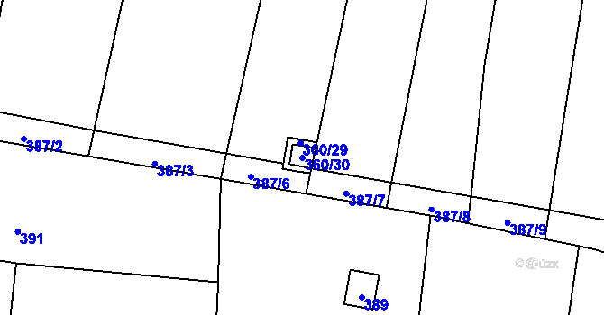 Parcela st. 360/30 v KÚ Hrachovec, Katastrální mapa