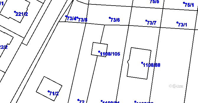 Parcela st. 1108/105 v KÚ Hrachovec, Katastrální mapa
