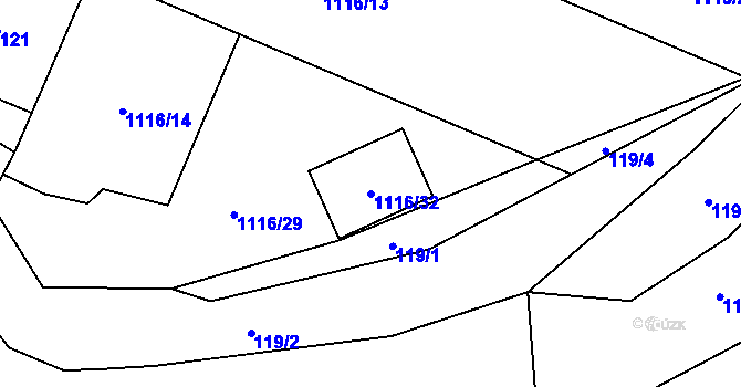 Parcela st. 1116/32 v KÚ Hrachovec, Katastrální mapa