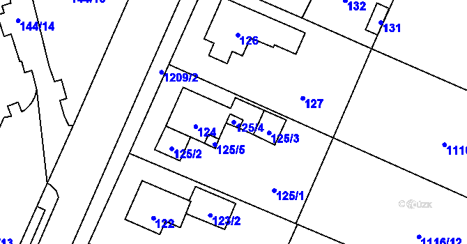 Parcela st. 125/4 v KÚ Hrachovec, Katastrální mapa