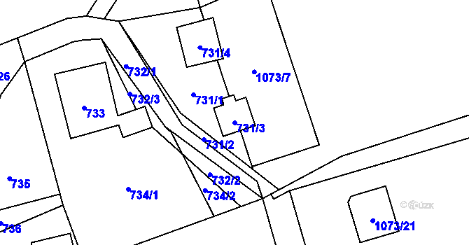 Parcela st. 731/3 v KÚ Hrachovec, Katastrální mapa