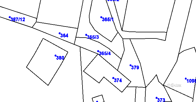 Parcela st. 365/4 v KÚ Hrachovec, Katastrální mapa