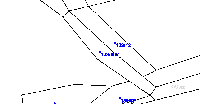 Parcela st. 139/102 v KÚ Hrachovec, Katastrální mapa