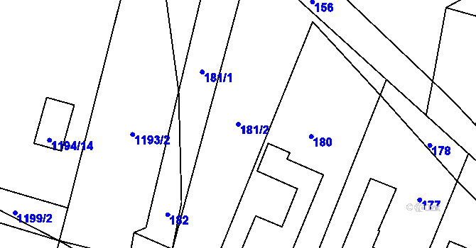 Parcela st. 181/2 v KÚ Hrachovec, Katastrální mapa