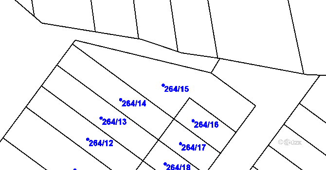 Parcela st. 264/15 v KÚ Hrachovec, Katastrální mapa