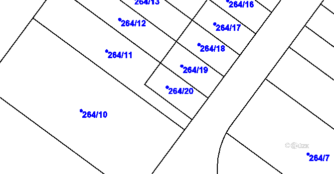 Parcela st. 264/20 v KÚ Hrachovec, Katastrální mapa