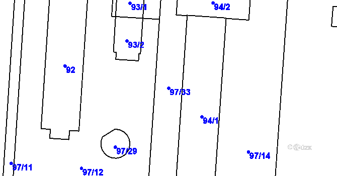 Parcela st. 97/33 v KÚ Hrachovec, Katastrální mapa