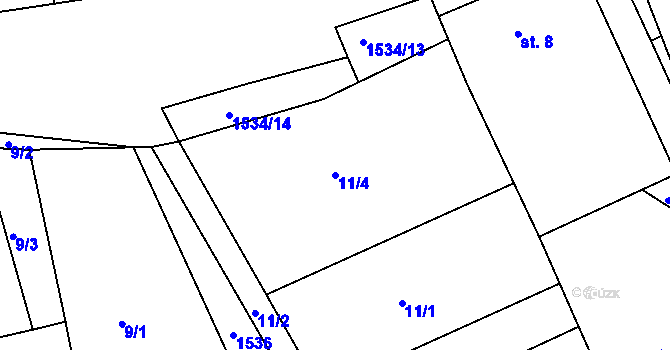 Parcela st. 11/4 v KÚ Hrachoviště u Třeboně, Katastrální mapa