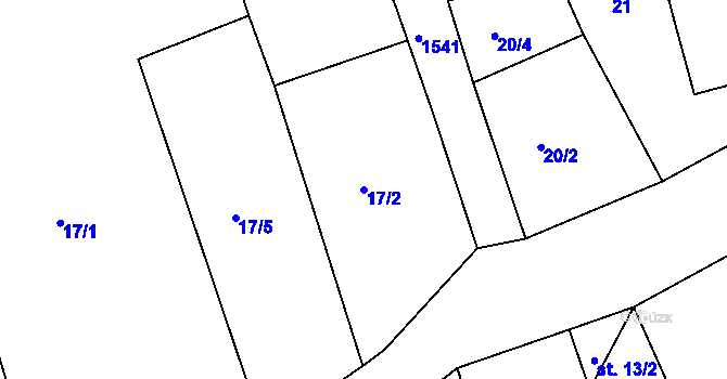 Parcela st. 17/2 v KÚ Hrachoviště u Třeboně, Katastrální mapa