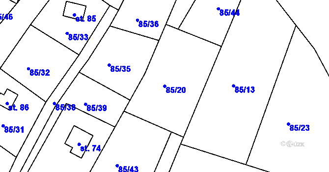 Parcela st. 85/20 v KÚ Hrachoviště u Třeboně, Katastrální mapa