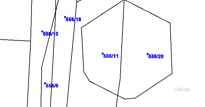 Parcela st. 556/11 v KÚ Hrachoviště u Třeboně, Katastrální mapa