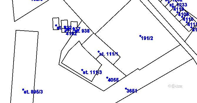 Parcela st. 111/1 v KÚ Hranice u Aše, Katastrální mapa