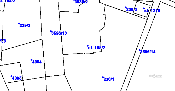 Parcela st. 165/2 v KÚ Hranice u Aše, Katastrální mapa