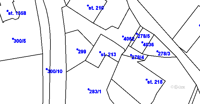 Parcela st. 213 v KÚ Hranice u Aše, Katastrální mapa