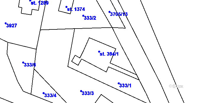 Parcela st. 394/1 v KÚ Hranice u Aše, Katastrální mapa