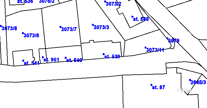 Parcela st. 539 v KÚ Hranice u Aše, Katastrální mapa