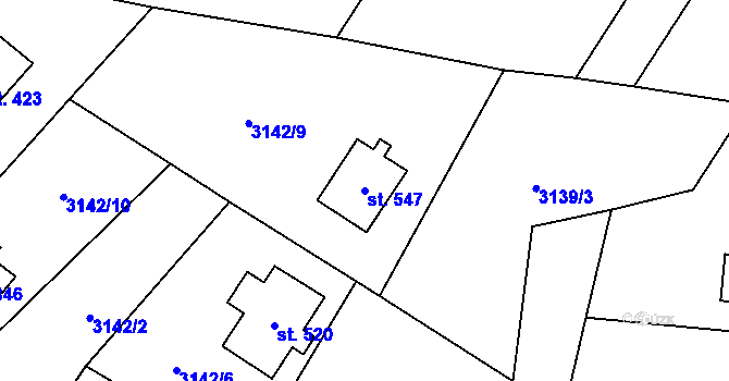 Parcela st. 547 v KÚ Hranice u Aše, Katastrální mapa