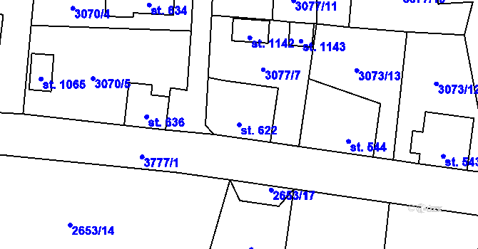 Parcela st. 622 v KÚ Hranice u Aše, Katastrální mapa
