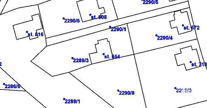 Parcela st. 654 v KÚ Hranice u Aše, Katastrální mapa