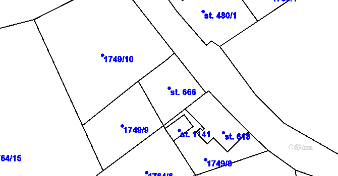 Parcela st. 666 v KÚ Hranice u Aše, Katastrální mapa