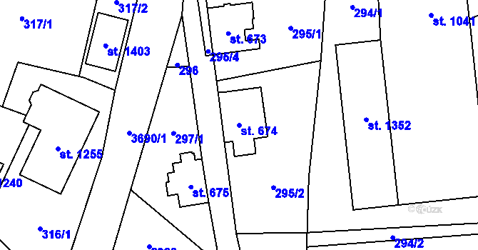 Parcela st. 674 v KÚ Hranice u Aše, Katastrální mapa