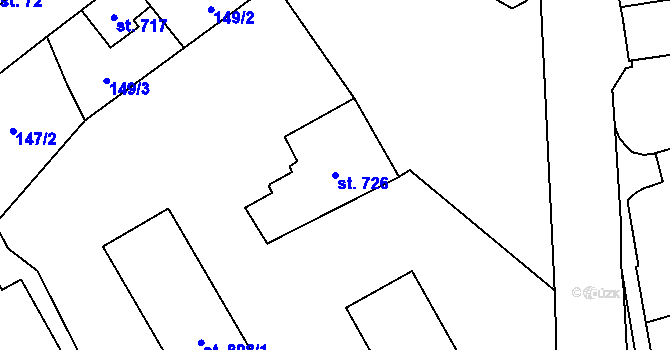 Parcela st. 726 v KÚ Hranice u Aše, Katastrální mapa