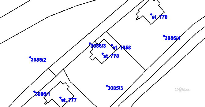 Parcela st. 778 v KÚ Hranice u Aše, Katastrální mapa