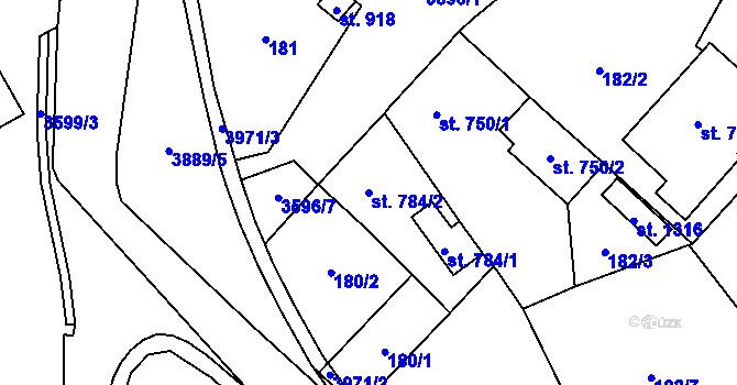 Parcela st. 784/2 v KÚ Hranice u Aše, Katastrální mapa