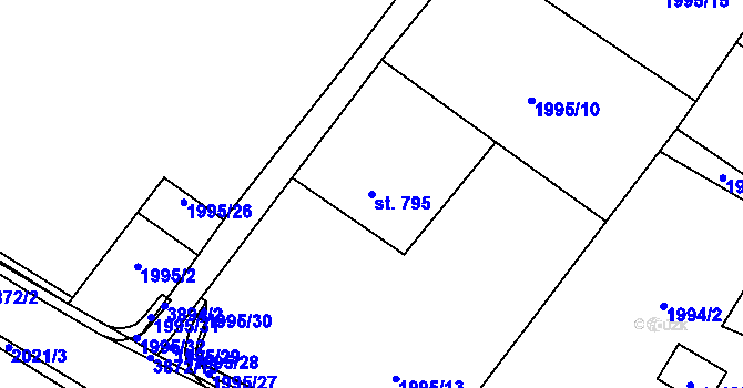 Parcela st. 795 v KÚ Hranice u Aše, Katastrální mapa