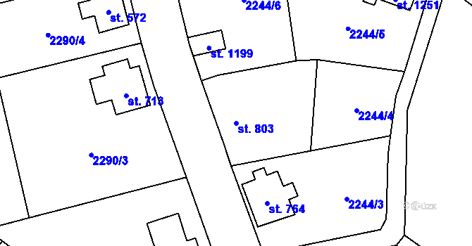 Parcela st. 803 v KÚ Hranice u Aše, Katastrální mapa