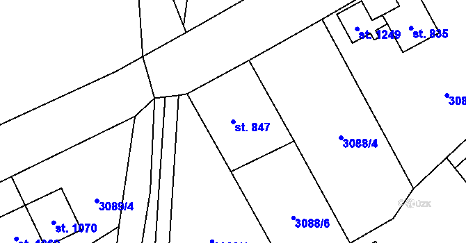 Parcela st. 847 v KÚ Hranice u Aše, Katastrální mapa