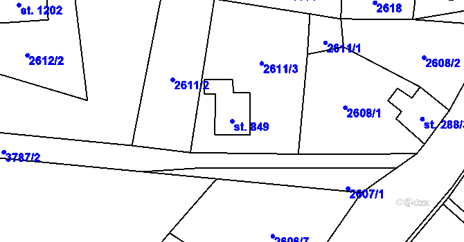 Parcela st. 849 v KÚ Hranice u Aše, Katastrální mapa