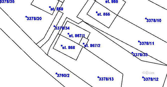 Parcela st. 867/2 v KÚ Hranice u Aše, Katastrální mapa