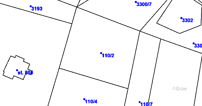 Parcela st. 110/2 v KÚ Hranice u Aše, Katastrální mapa