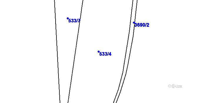 Parcela st. 533/4 v KÚ Hranice u Aše, Katastrální mapa