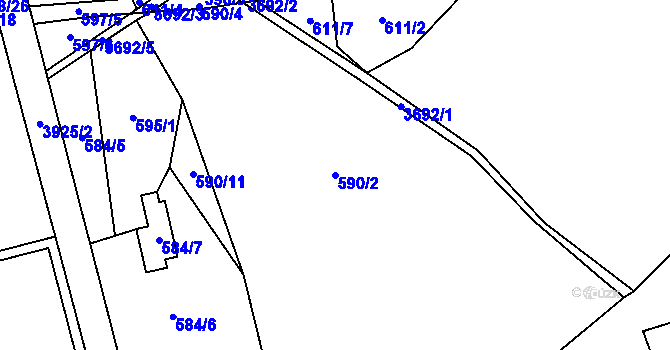 Parcela st. 590/2 v KÚ Hranice u Aše, Katastrální mapa