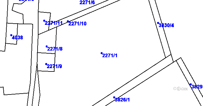 Parcela st. 2271/1 v KÚ Hranice u Aše, Katastrální mapa