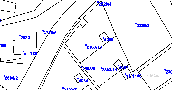 Parcela st. 2303/10 v KÚ Hranice u Aše, Katastrální mapa