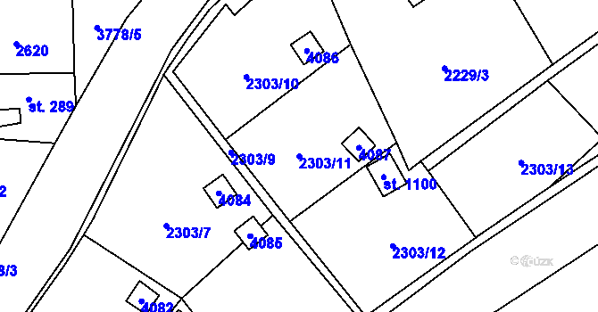 Parcela st. 2303/11 v KÚ Hranice u Aše, Katastrální mapa