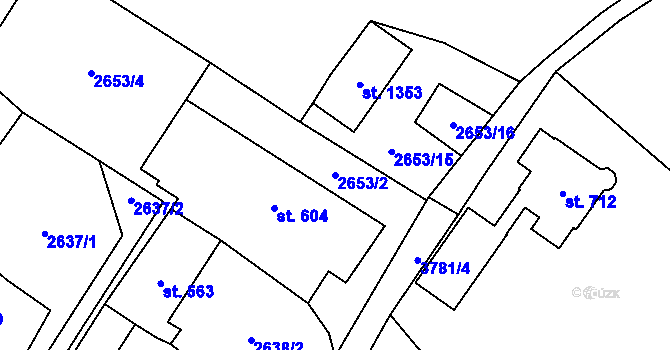 Parcela st. 2653/2 v KÚ Hranice u Aše, Katastrální mapa