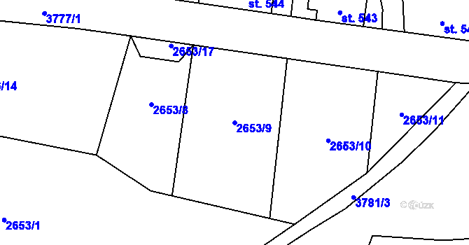 Parcela st. 2653/9 v KÚ Hranice u Aše, Katastrální mapa