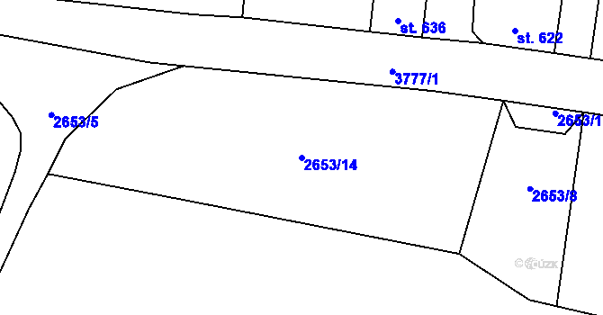 Parcela st. 2653/14 v KÚ Hranice u Aše, Katastrální mapa