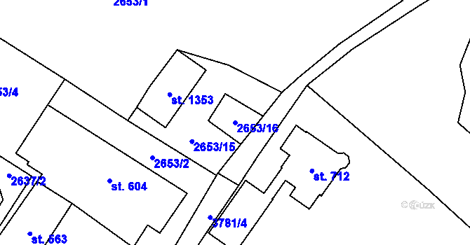 Parcela st. 2653/16 v KÚ Hranice u Aše, Katastrální mapa