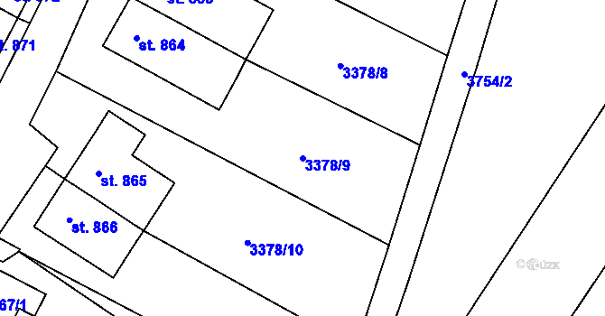Parcela st. 3378/9 v KÚ Hranice u Aše, Katastrální mapa