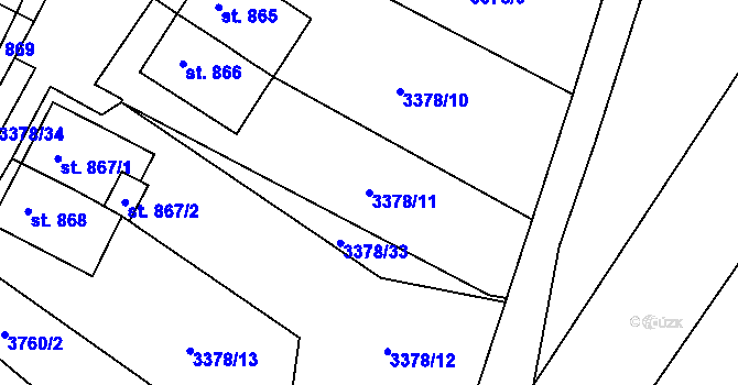 Parcela st. 3378/11 v KÚ Hranice u Aše, Katastrální mapa